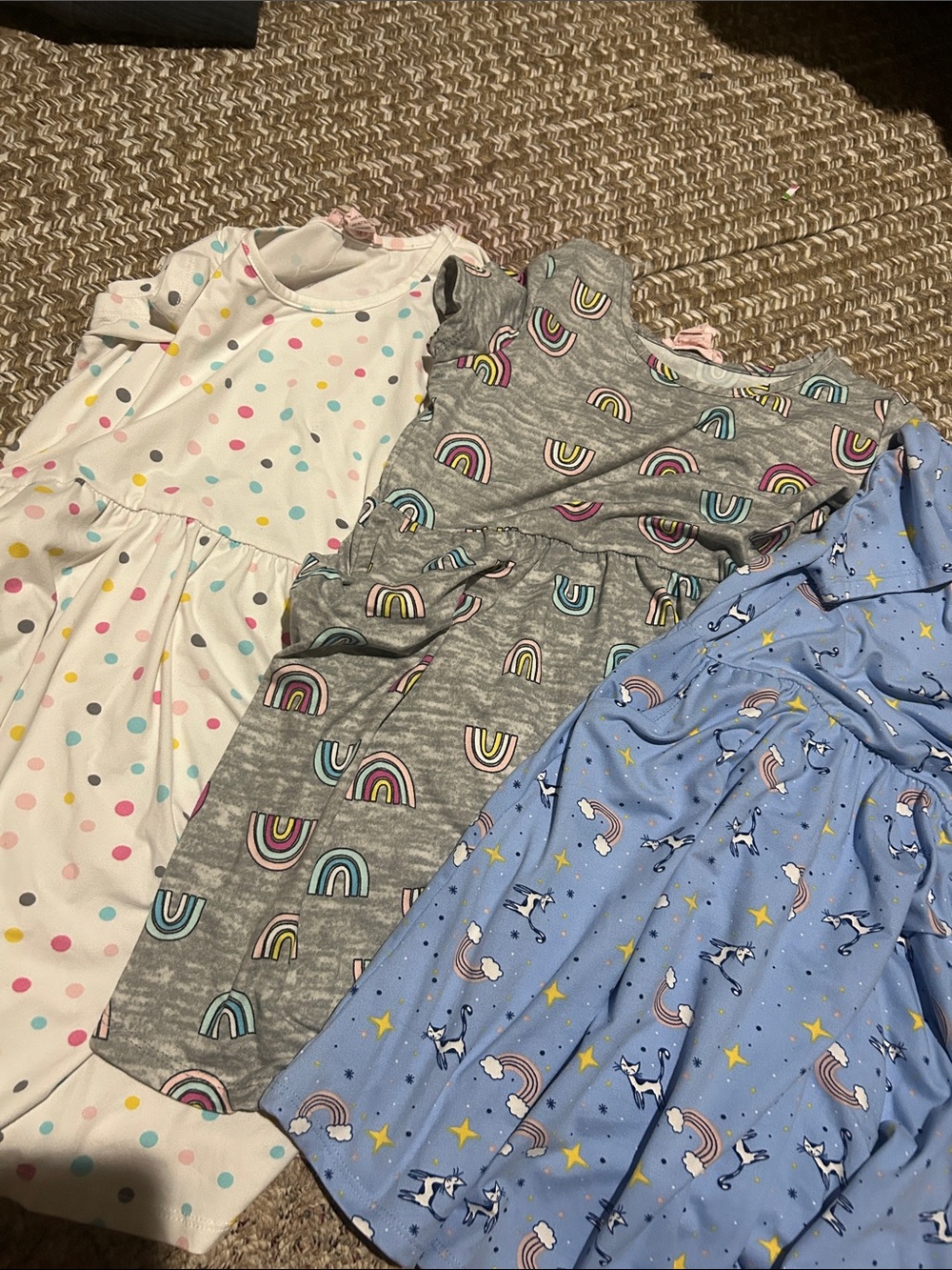 Girls' Rainbow & Unicorn Nightgowns - Polka Dot, Gray Rainbow, Blue Unicorn